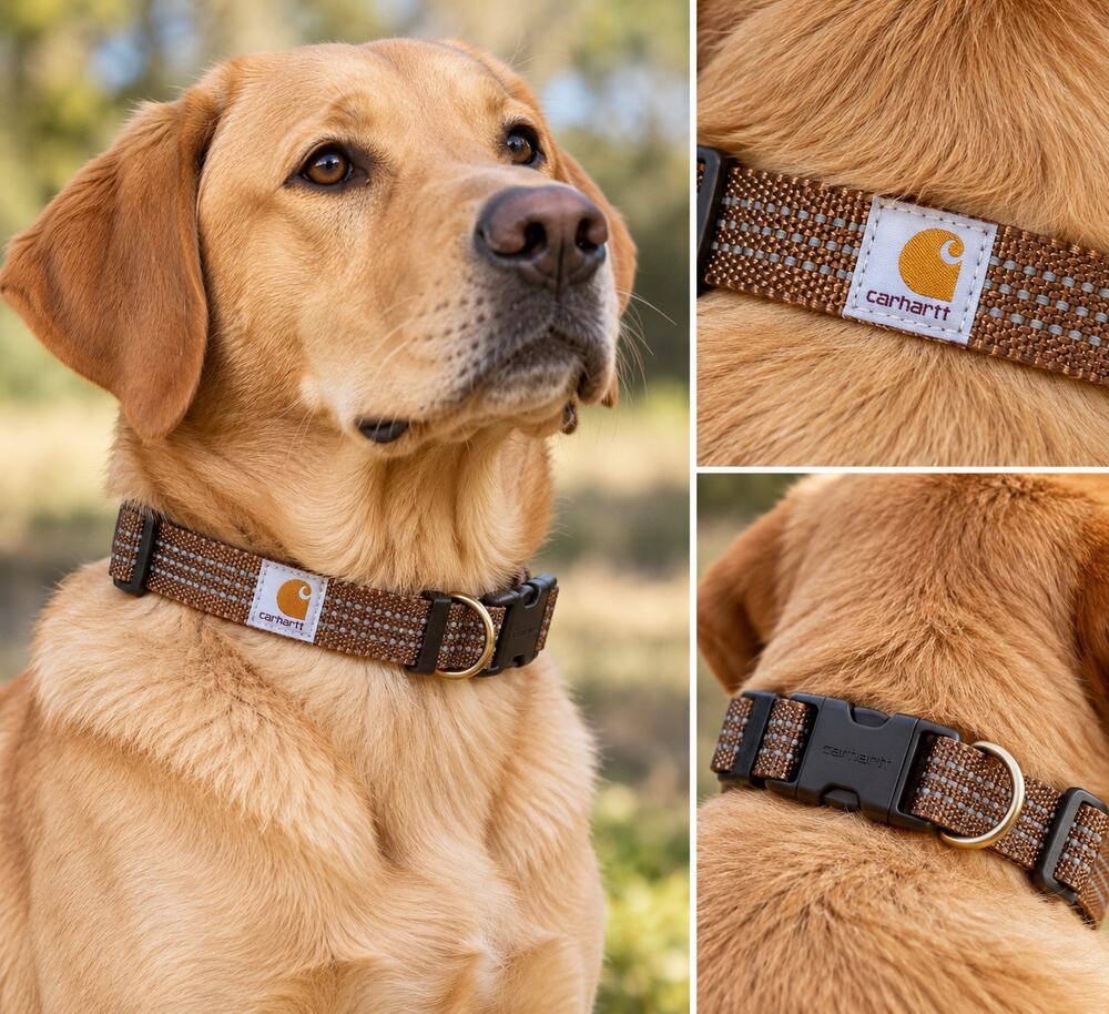 Carhartt Dog Collar Brown Reflective Adjustable 18"-26" Large NWT
